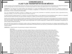 Transportistas publican desplegado ante guerra sucia en elecciones de CANACAR